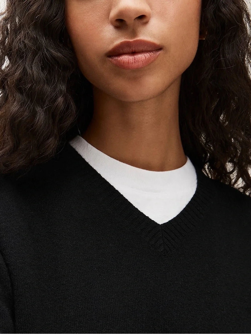 J. Crew Cashmere high V-neck sweater in Black Size XS NWT
